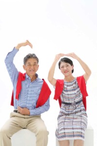 60のポーズで還暦写真