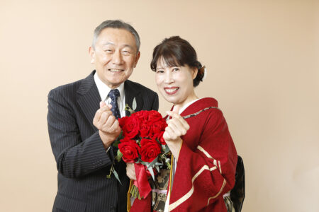 還暦着物プランのラストカットは指ハート♡!